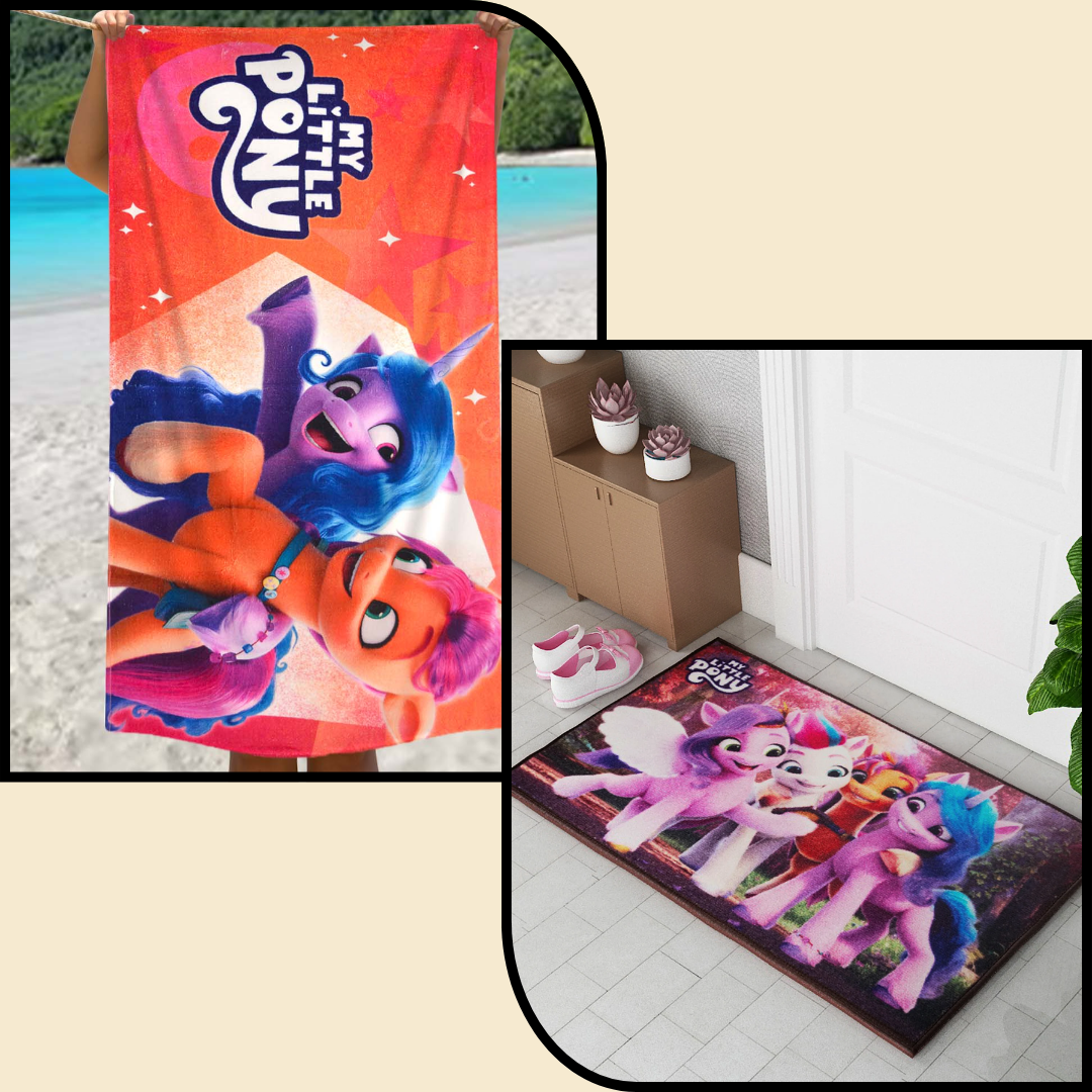 My Little Pony Kids Bath Towel and Kids Doormat by Combo - Pack of 2 by Athom Living - Athom Living
