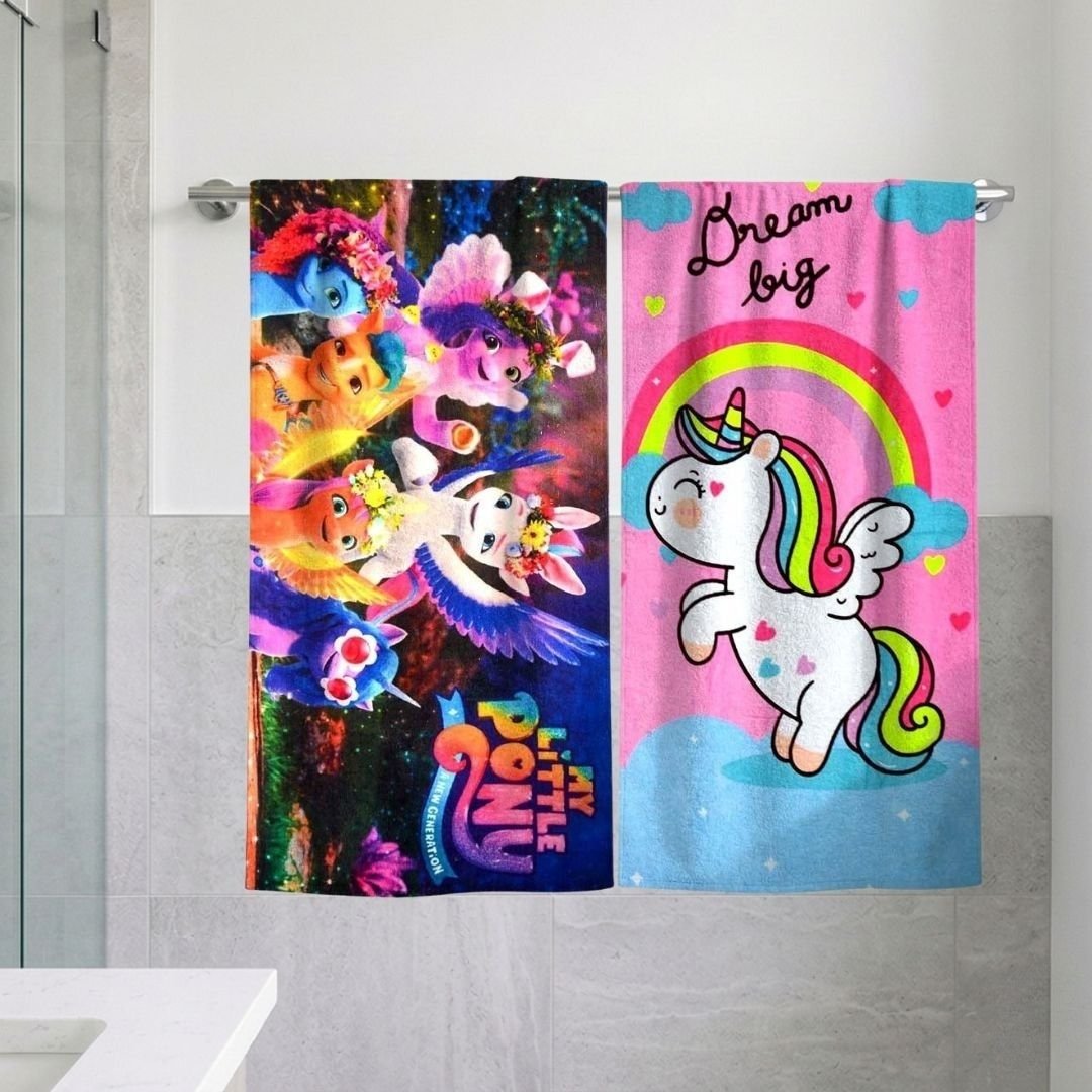 My Little Pony & Unicorn Mixed Themed Kids Bath Towel by Athom Living - Athom Living