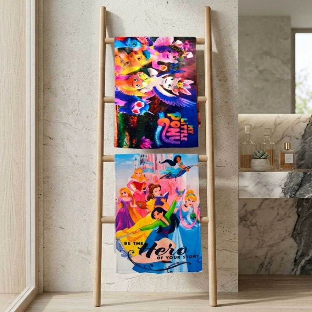 My Little Pony with Disney Princess Themed Kids Bath Towel Pack of 2 by Athom Living - Athom Living