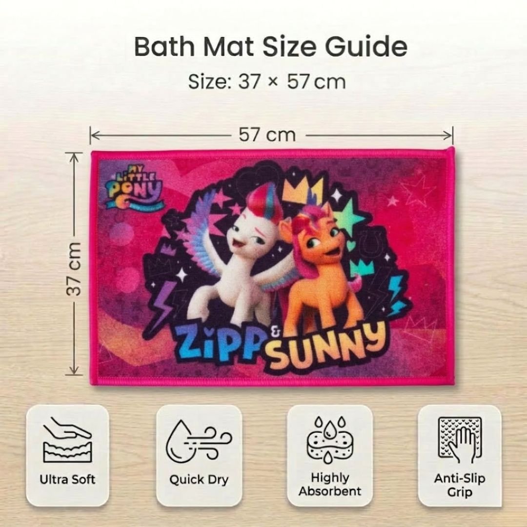 My Little Pony "Zipp & Sunny" Anti - Slip Kids Bathmat by Athom Living - Athom Living