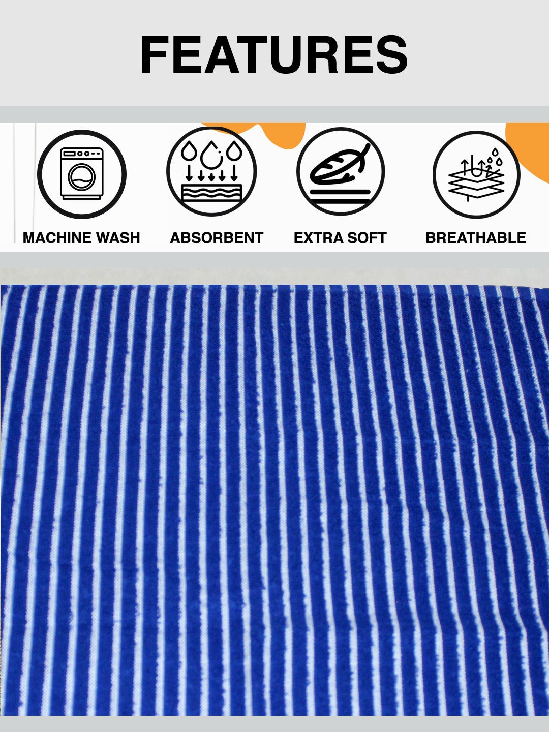 Navy Blue Cotton Soft Hand Towel (Pack of 6) by Athom Living - Athom Living