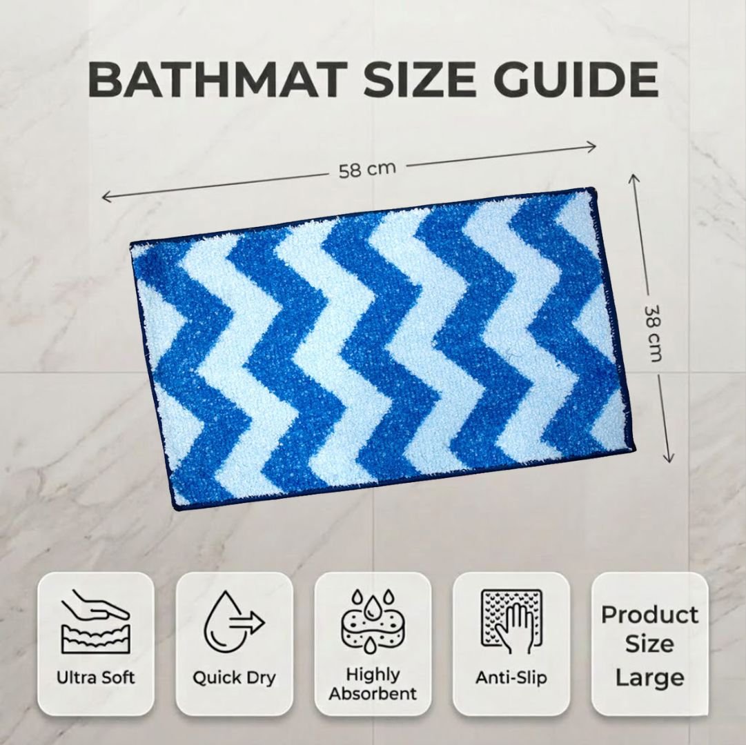 Navy Blue Micro Designer Soft Anti Slip Bath Mat by Athom Living - Athom Living