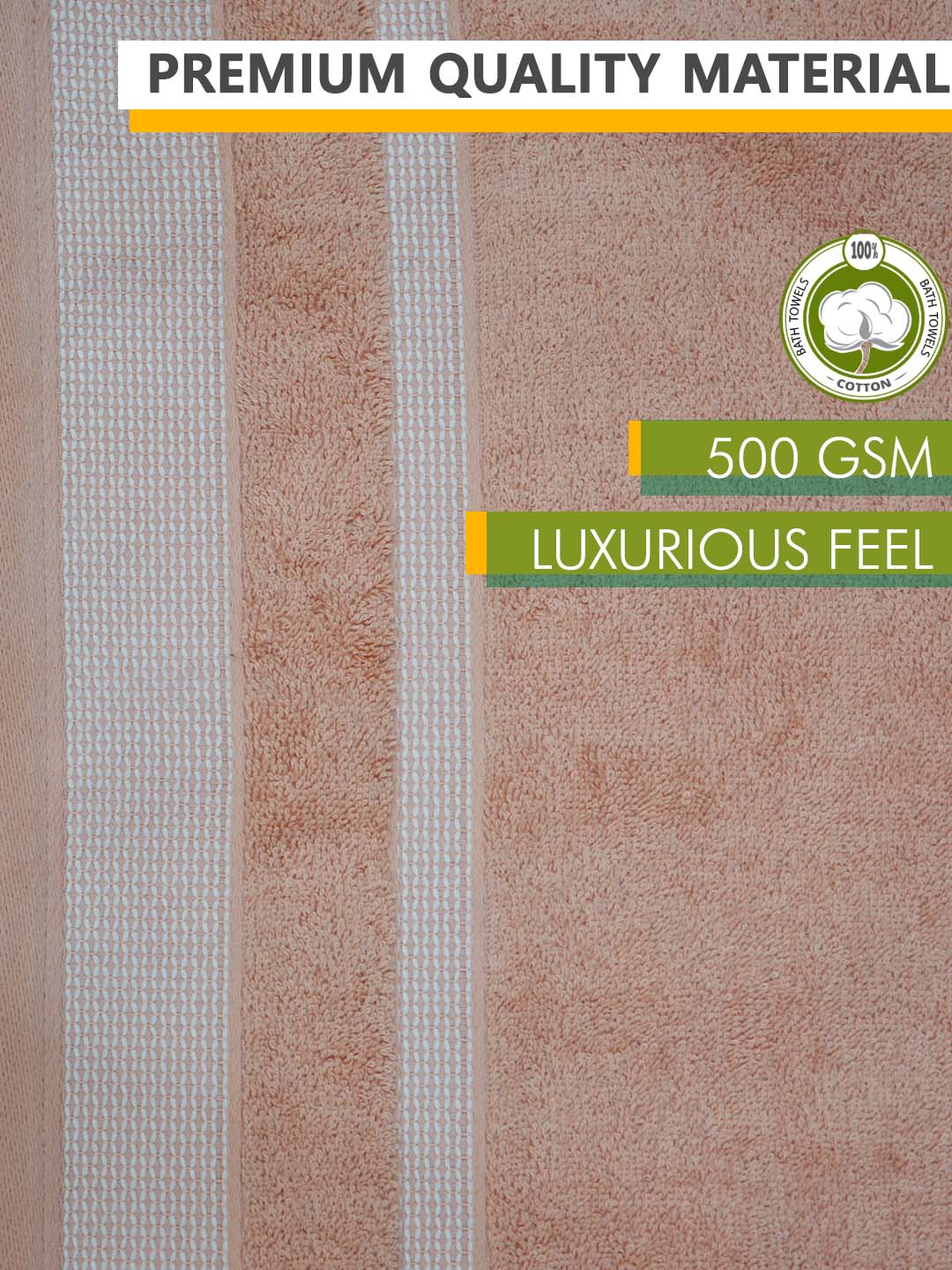 Orange Premium 500GSM Cotton Bath Towel by Athom Living - Athom Living
