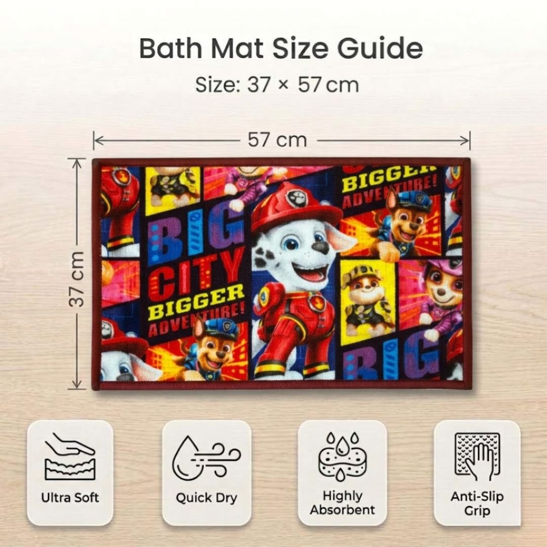 Paw Patrol Anti - Slip Bathmat – Set of 2 – "Big City Adventures Begin Here" by Athom Living - Athom Living