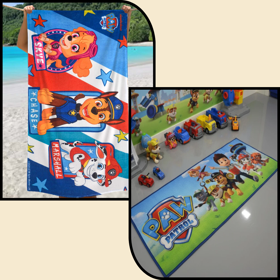 Paw Patrol Kids Bath Towel and Kids Runner Carpet - Combo Pack of 2 by Athom Living - Athom Living
