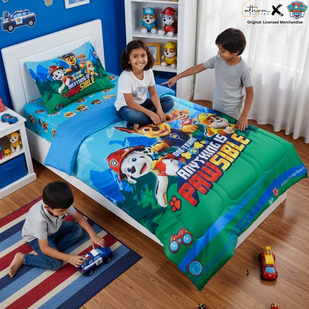 Paw Patrol Kids Comforter – Single – "One Team, Anything is Pawsible" by Athom Living - Athom Living