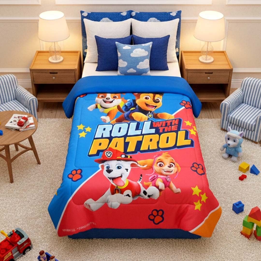 Paw Patrol Kids Comforter – Single – "Roll with the Patrol" by Athom Living - Athom Living