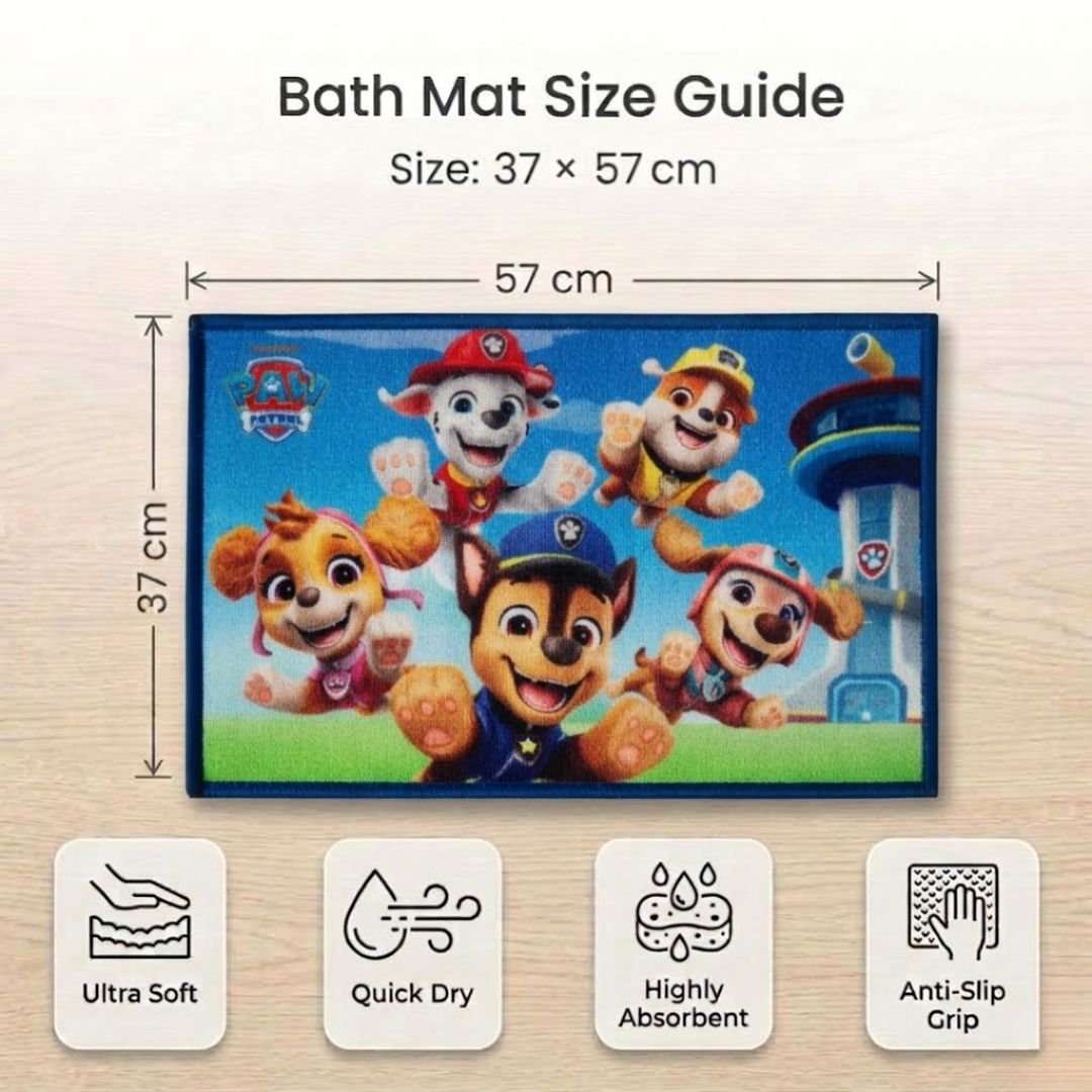 Paw Patrol “Let the pups lead the way” Anti - Slip Kids Bathmat by Athom Living - Athom Living