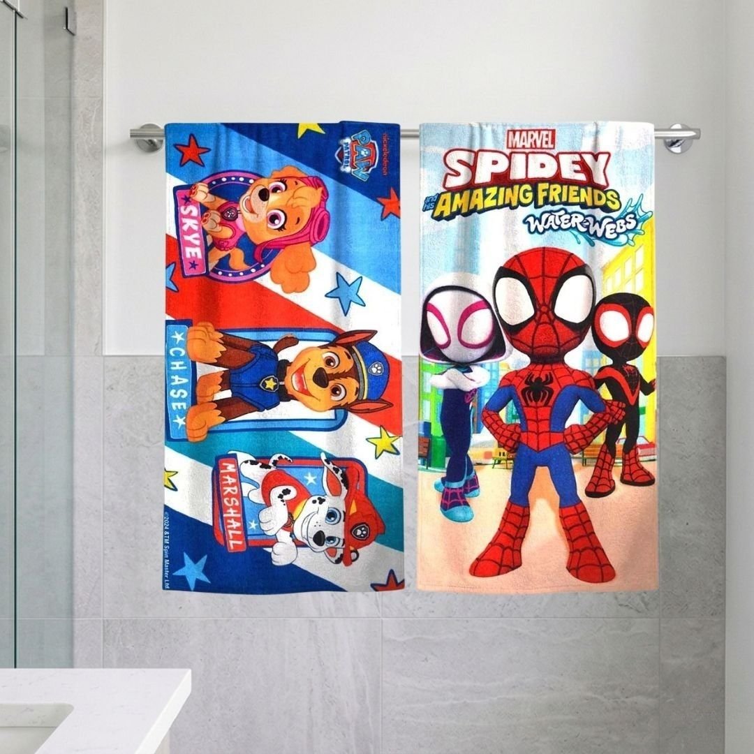 Paw Patrol & Spidey Kids Bath Towel Pack of 2 – Soft, Fun & Vibrant by Athom Living - Athom Living