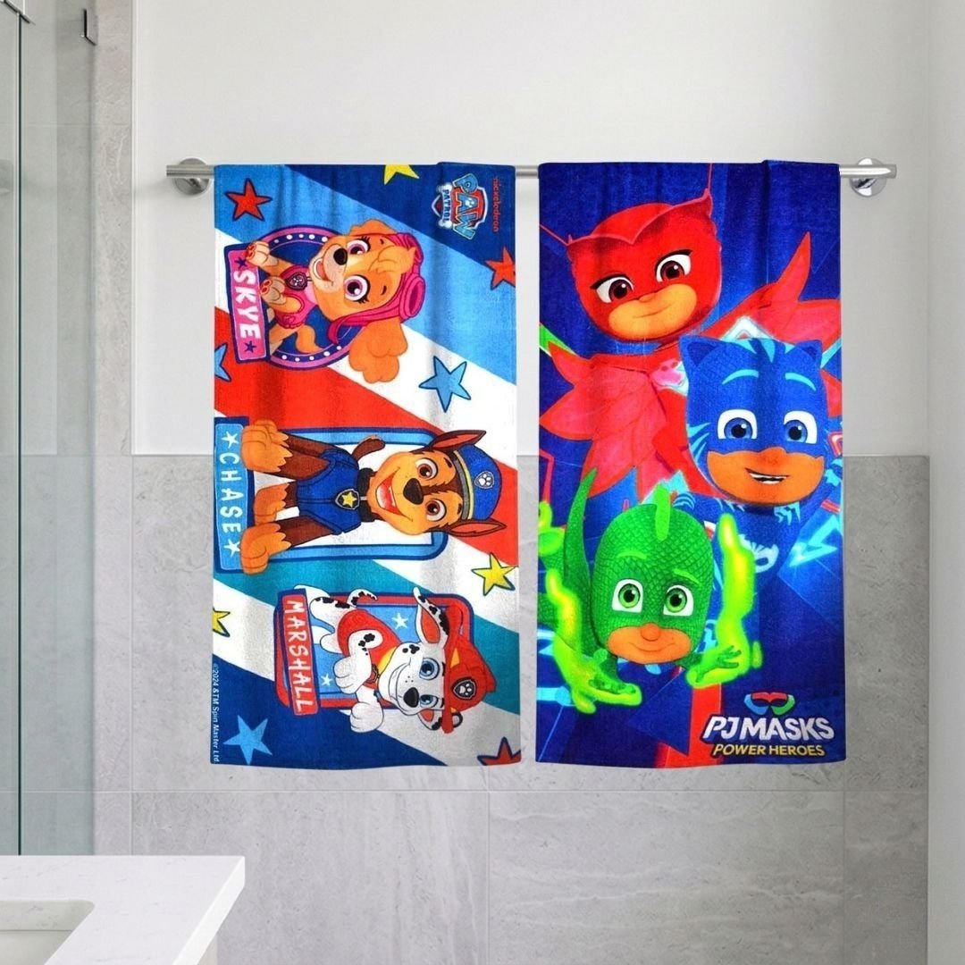 Paw Patrol with PJ Masks Kids Bath Towel Combo - Pack of 2 by Athom Living - Athom Living