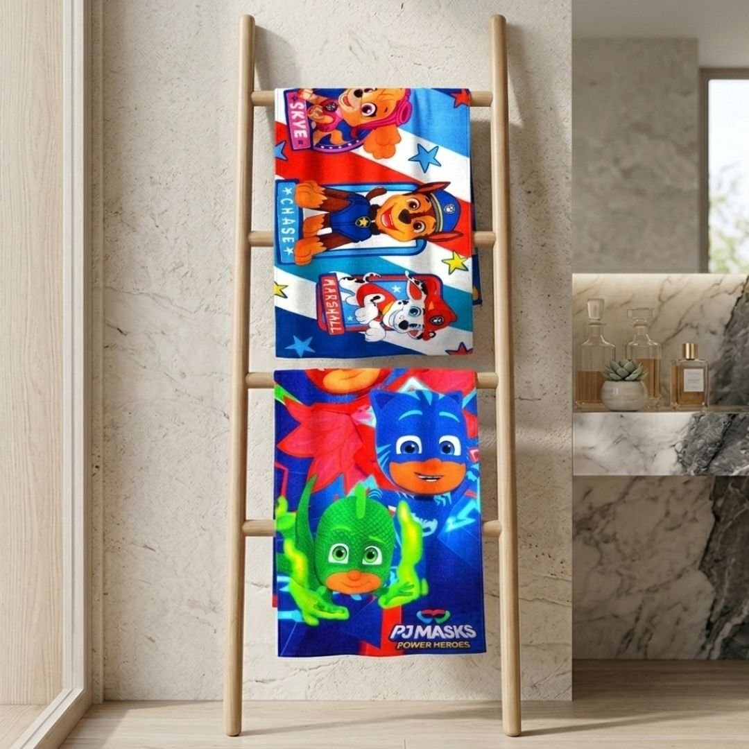 Paw Patrol with PJ Masks Kids Bath Towel Combo - Pack of 2 by Athom Living - Athom Living