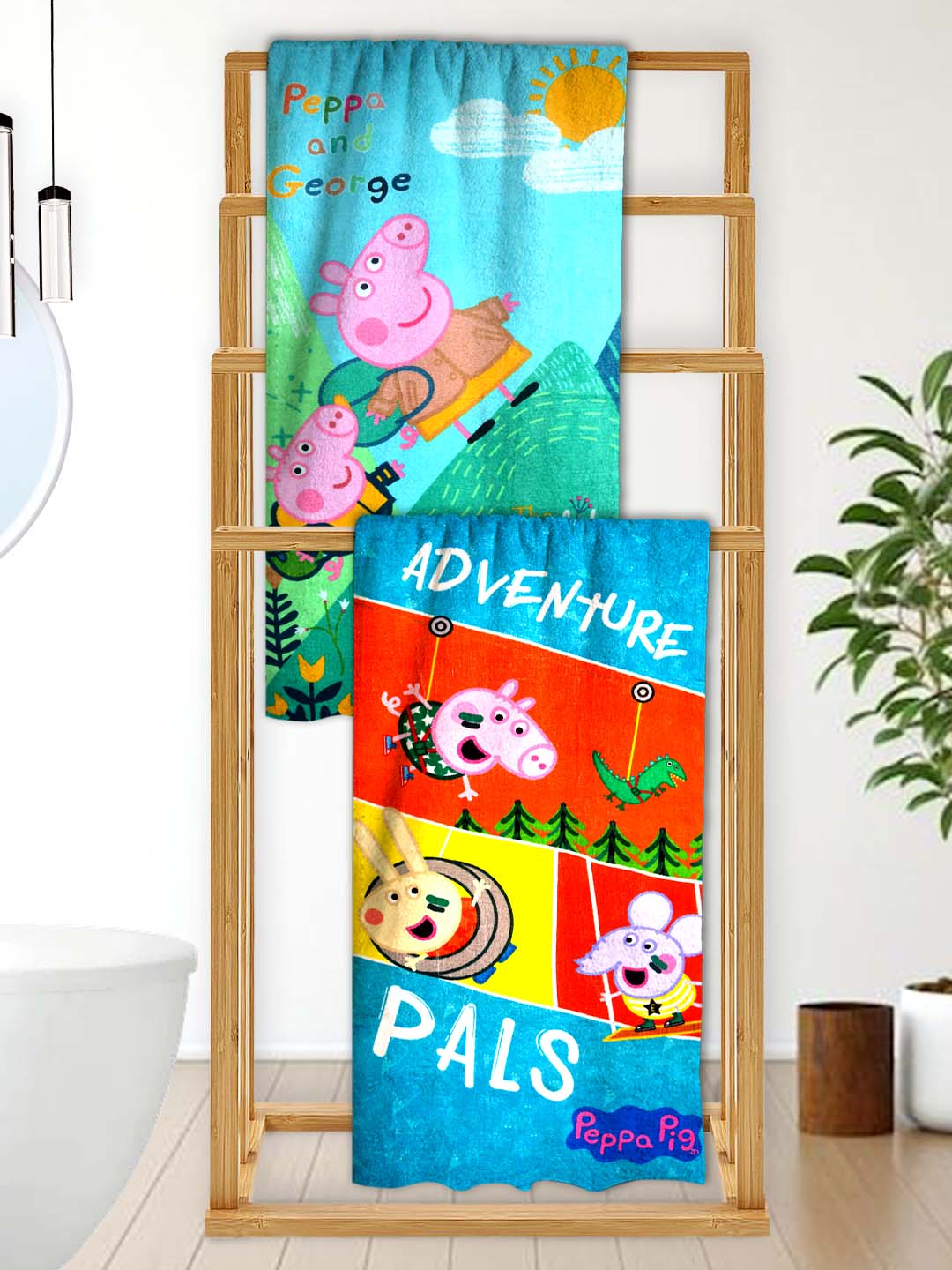 Peppa Pig "Adventure Pals" Kids Bath Towel Combo - Pack of 2 by Athom Living - Athom Living