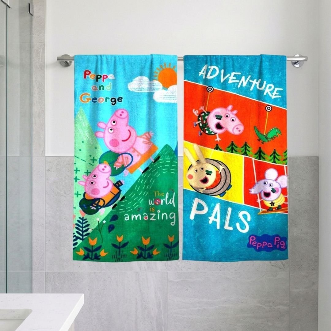 Peppa Pig "Adventure Pals" Kids Bath Towel Combo - Pack of 2 by Athom Living - Athom Living