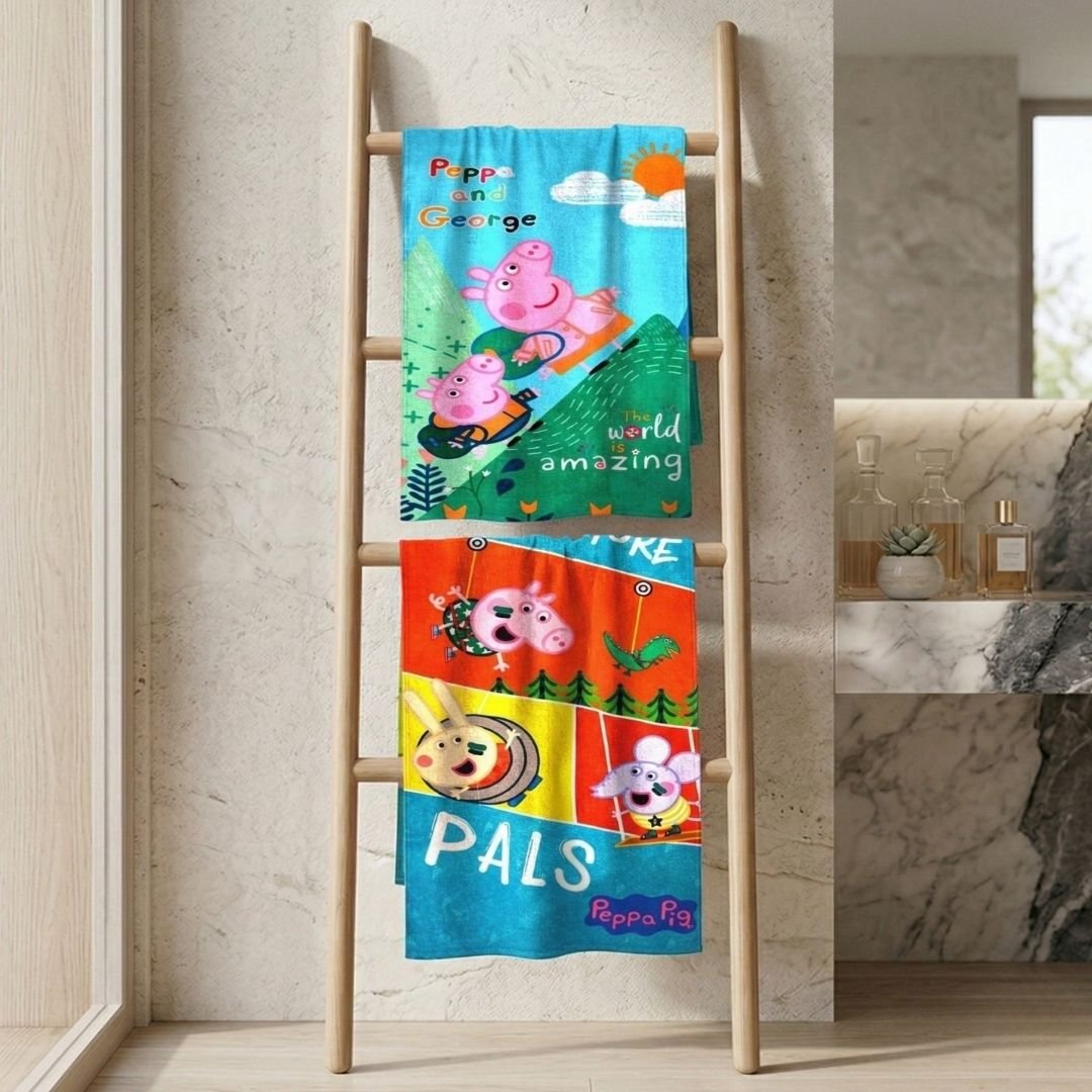 Peppa Pig "Adventure Pals" Kids Bath Towel Combo - Pack of 2 by Athom Living - Athom Living