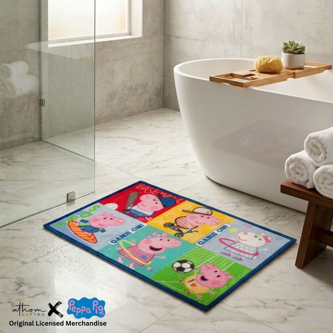 Peppa Pig Anti - Slip Bath Mat – "Baseball game on!" by Athom Living - Athom Living