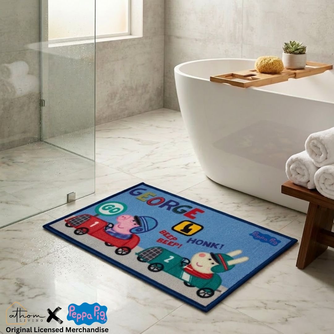 Peppa Pig Anti - Slip Kids Bath Mat – “George Says Beep Beep! Honk Honk!” by Athom Living - Athom Living
