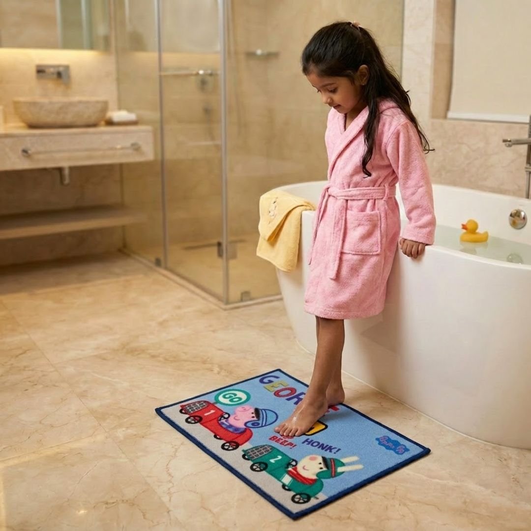 Peppa Pig Anti - Slip Kids Bath Mat – “George Says Beep Beep! Honk Honk!” by Athom Living - Athom Living