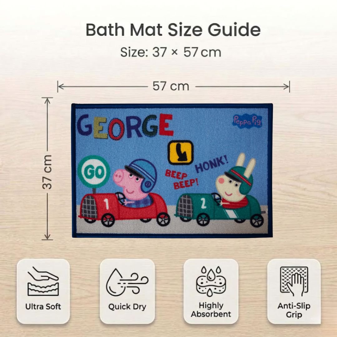Peppa Pig Anti - Slip Kids Bath Mat – “George Says Beep Beep! Honk Honk!” by Athom Living - Athom Living