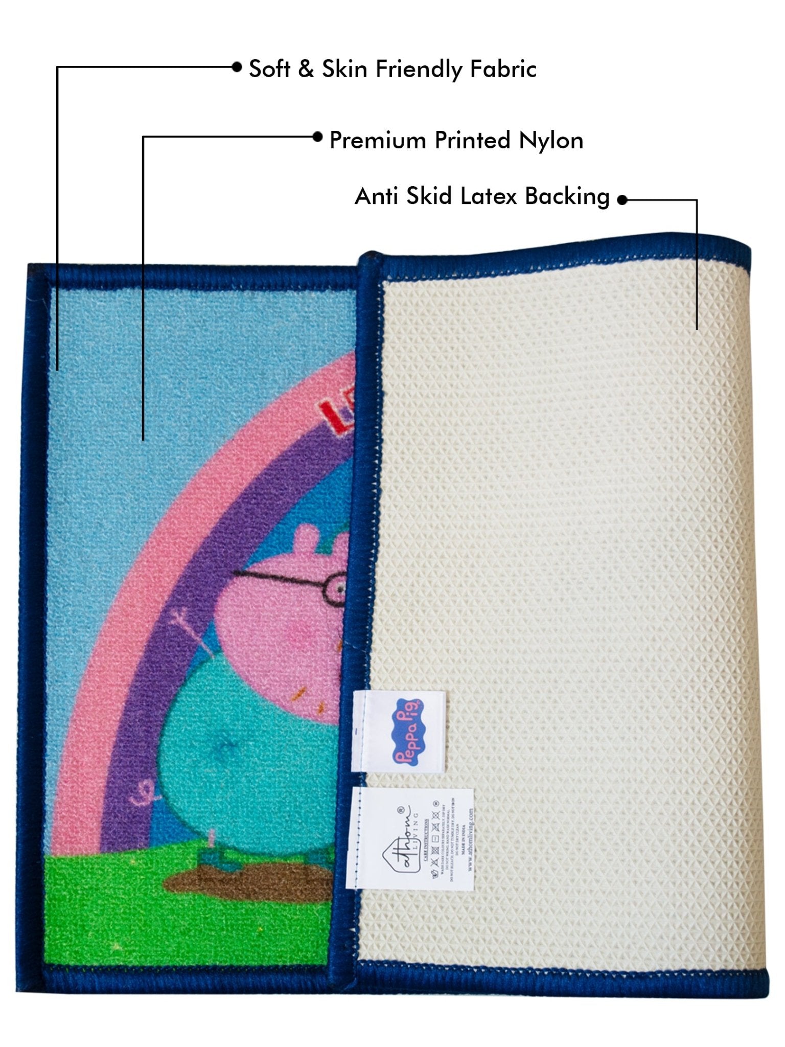 Peppa Pig Anti - Slip Kids Bath Mat – “Lets put our foot on! Time to play” by Athom Living - Athom Living