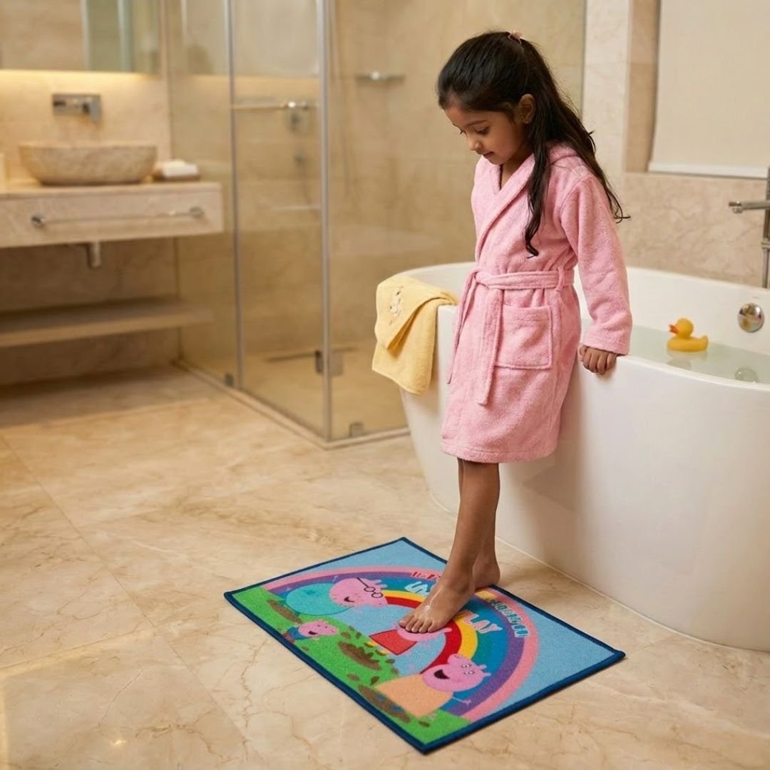 Peppa Pig Anti - Slip Kids Bath Mat – “Lets put our foot on! Time to play” by Athom Living - Athom Living