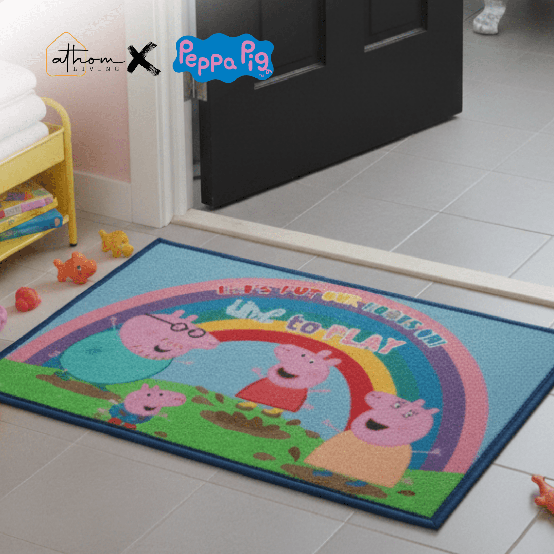 Peppa Pig Anti - Slip Kids Bath Mat – “Lets put our foot on! Time to play” by Athom Living - Athom Living