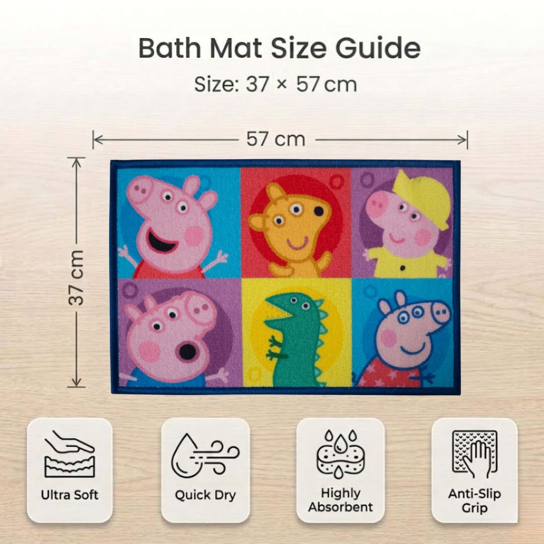 Peppa Pig Anti - Slip Kids Bath Mat – “Oink Oink! Fun Starts Here!” by Athom Living - Athom Living