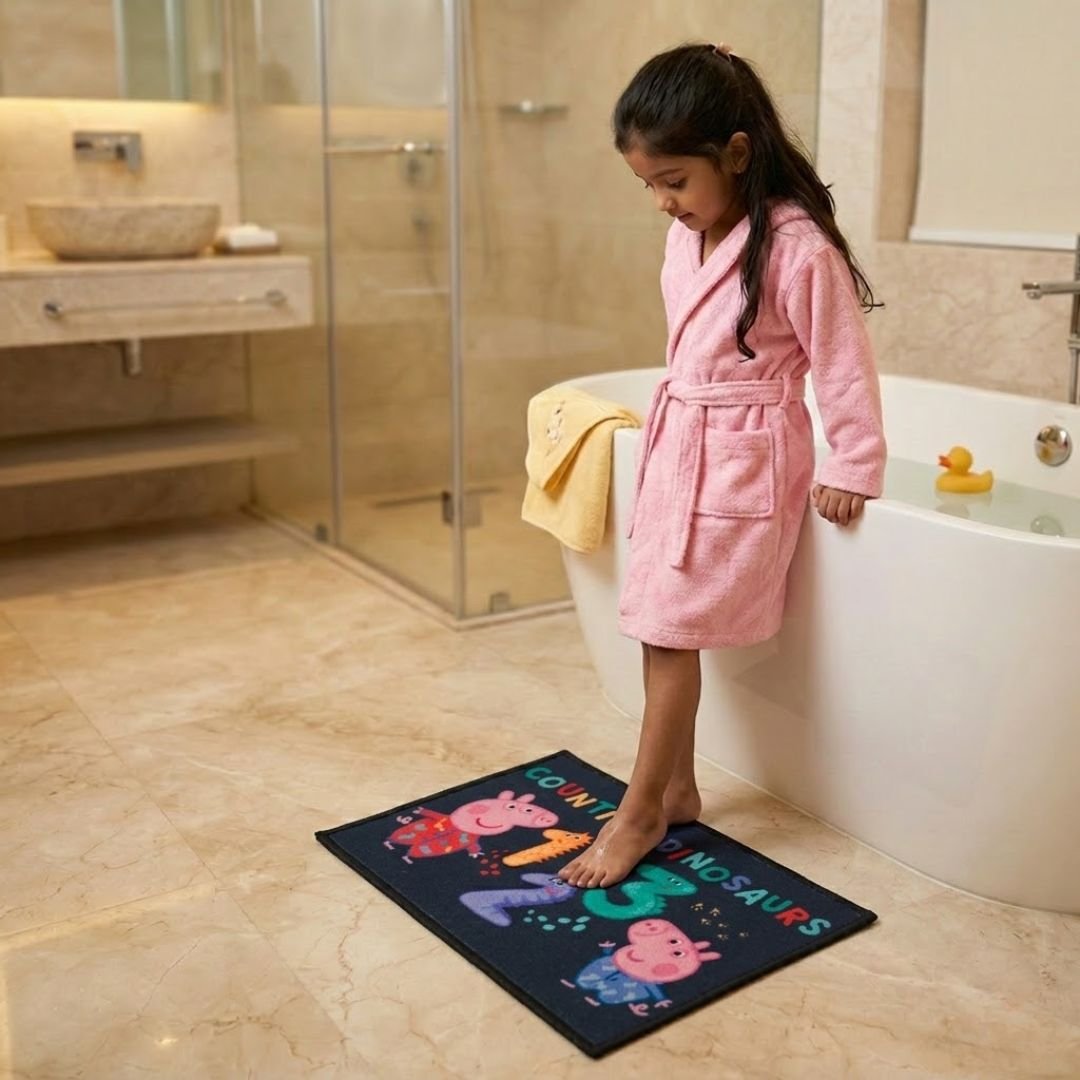 Peppa Pig "Counting Dinosaurs" Anti - Skid Kids Bathmat by Athom Living - Athom Living