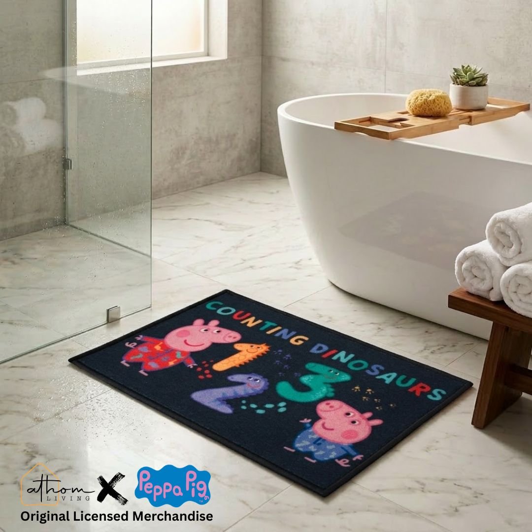 Peppa Pig "Counting Dinosaurs" Anti - Skid Kids Bathmat by Athom Living - Athom Living
