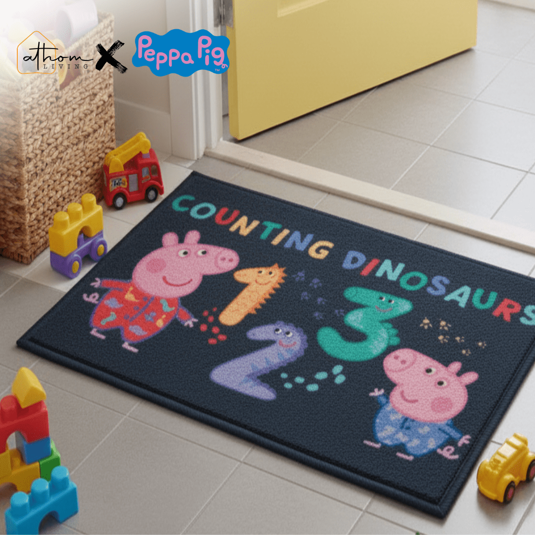 Peppa Pig "Counting Dinosaurs" Anti - Skid Kids Bathmat by Athom Living - Athom Living