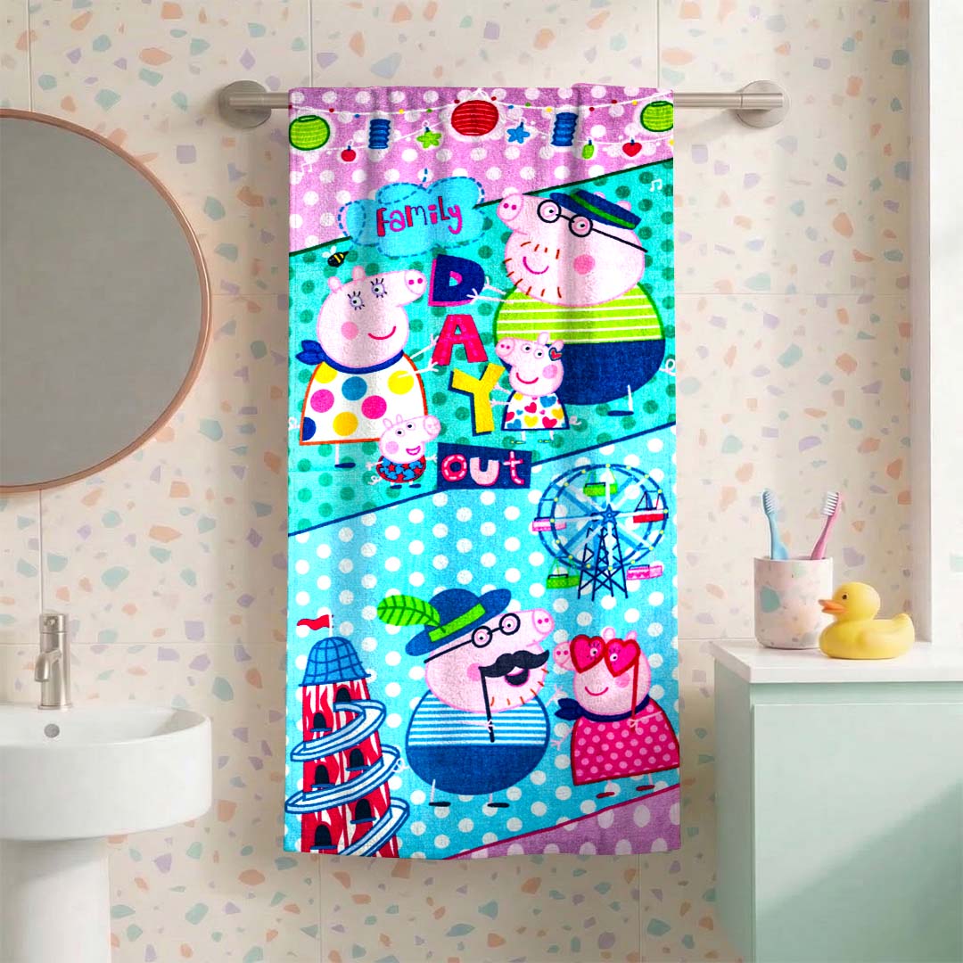 Peppa Pig Day Out Kids Cotton Bath Towel - Ultra Soft by Athom Living - Athom Living