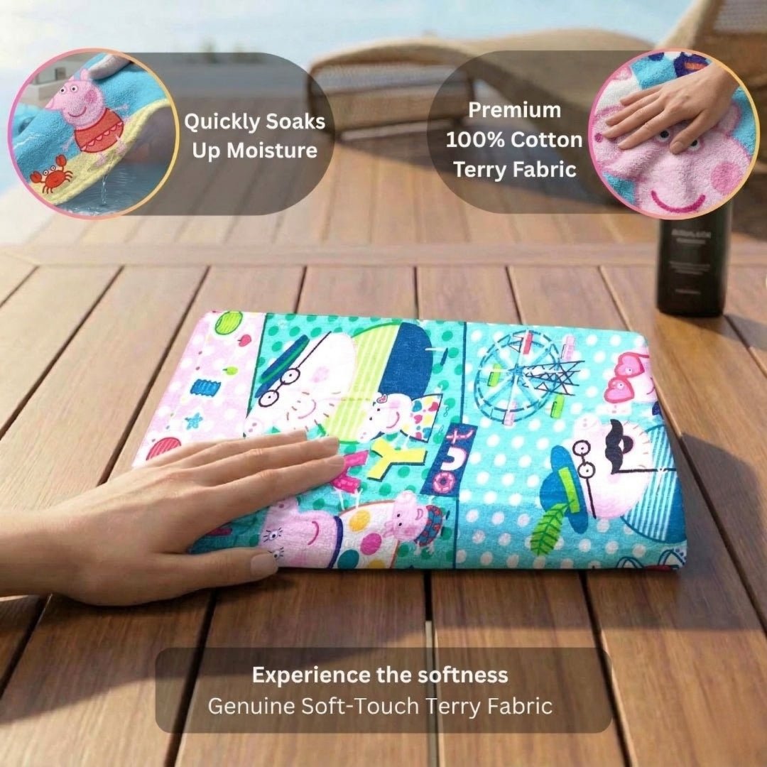 Peppa Pig Day Out Kids Cotton Bath Towel - Ultra Soft by Athom Living - Athom Living