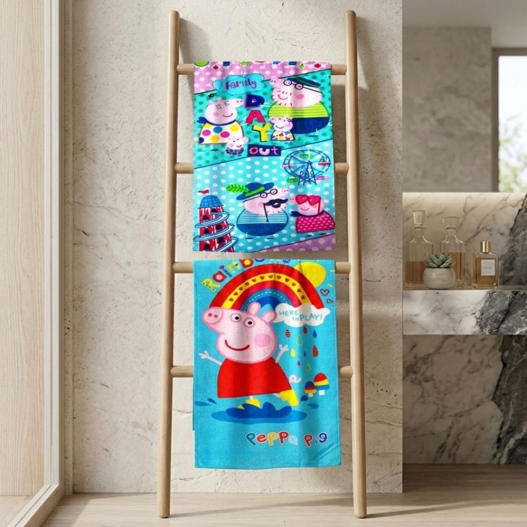 Peppa Pig "Family Day Out" Kids Bath Towel Combo - Pack of 2 by Athom Living - Athom Living