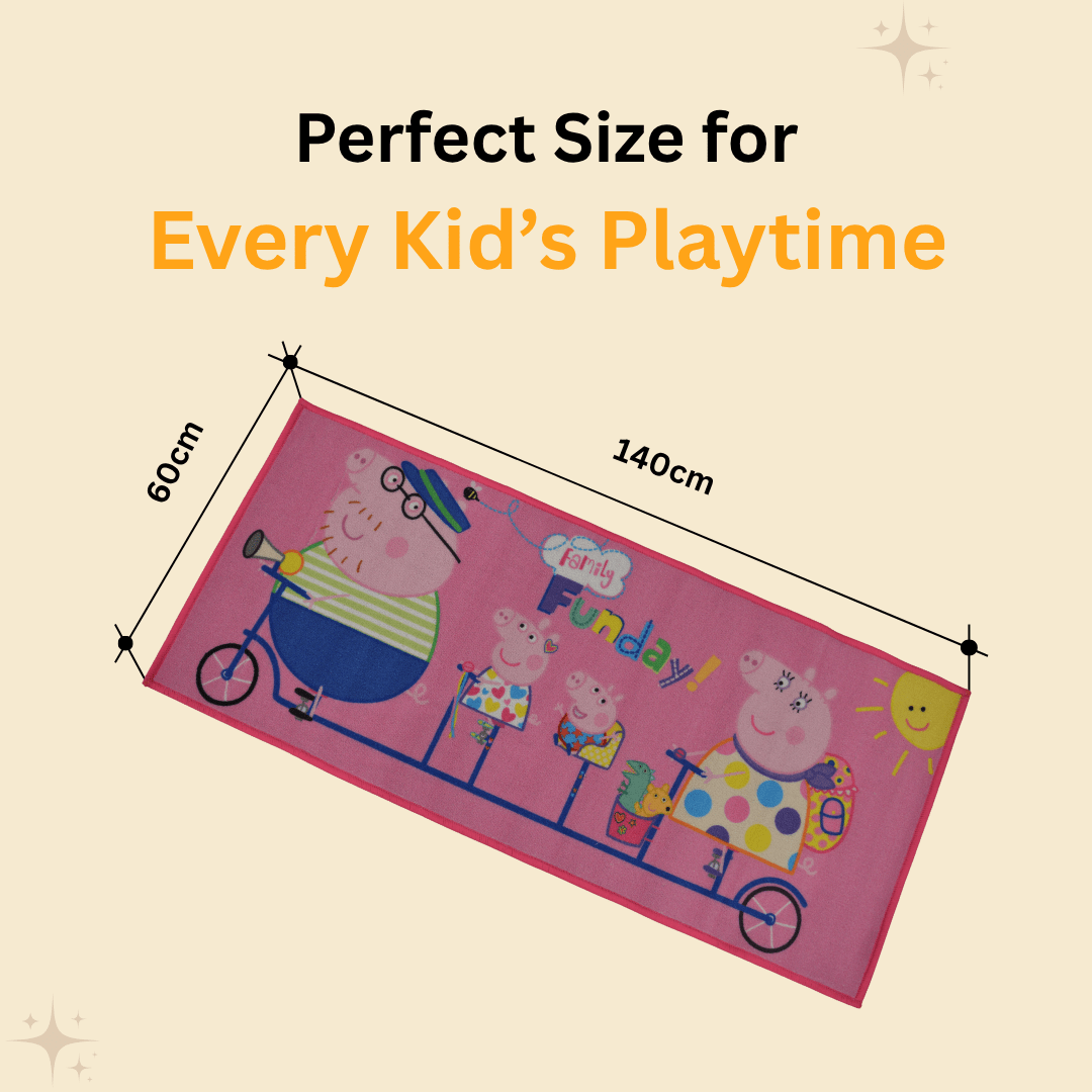 Peppa Pig Friday Funday Pink Printed Runner Carpet - Soft & Anti - Skid by Athom Living - Athom Living