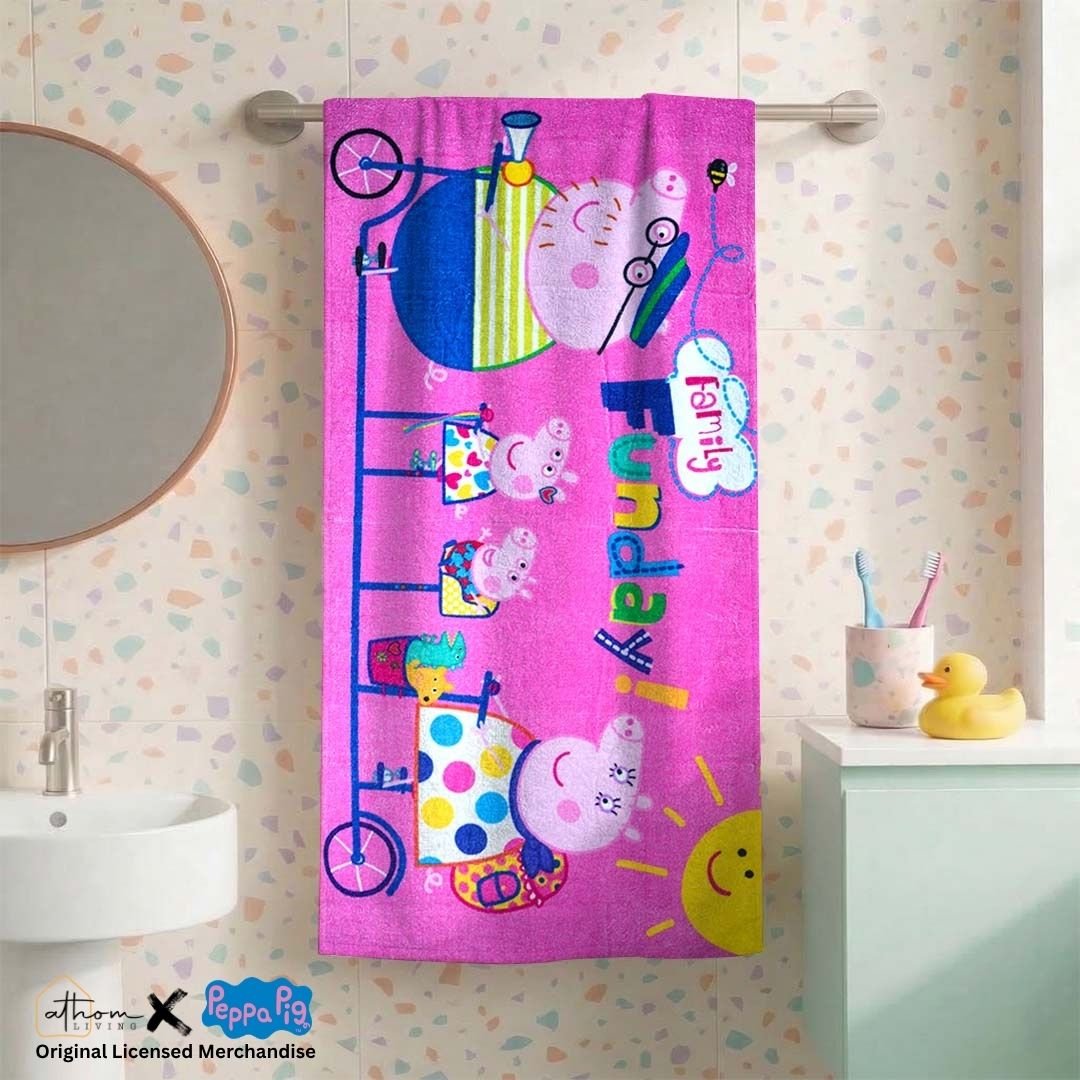 Peppa Pig Funday Kids Cotton Bath Towel - Premium Quality by Athom Living - Athom Living