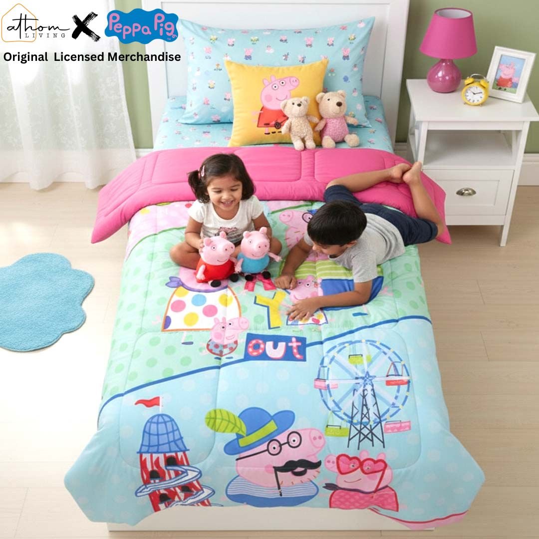 Peppa Pig Kids Comforter – Single – "Family Day Out" by Athom Living - Athom Living