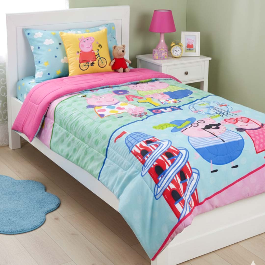 Peppa Pig Kids Comforter – Single – "Family Day Out" by Athom Living - Athom Living