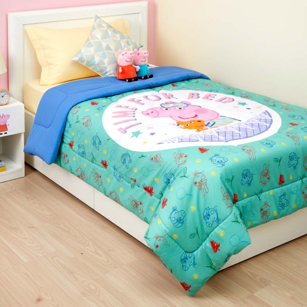 Peppa Pig Kids Comforter – Single – "Time for Bed" by Athom Living - Athom Living