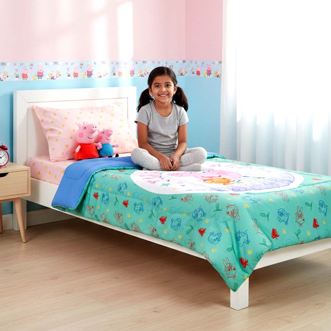 Peppa Pig Kids Comforter – Single – "Time for Bed" by Athom Living - Athom Living