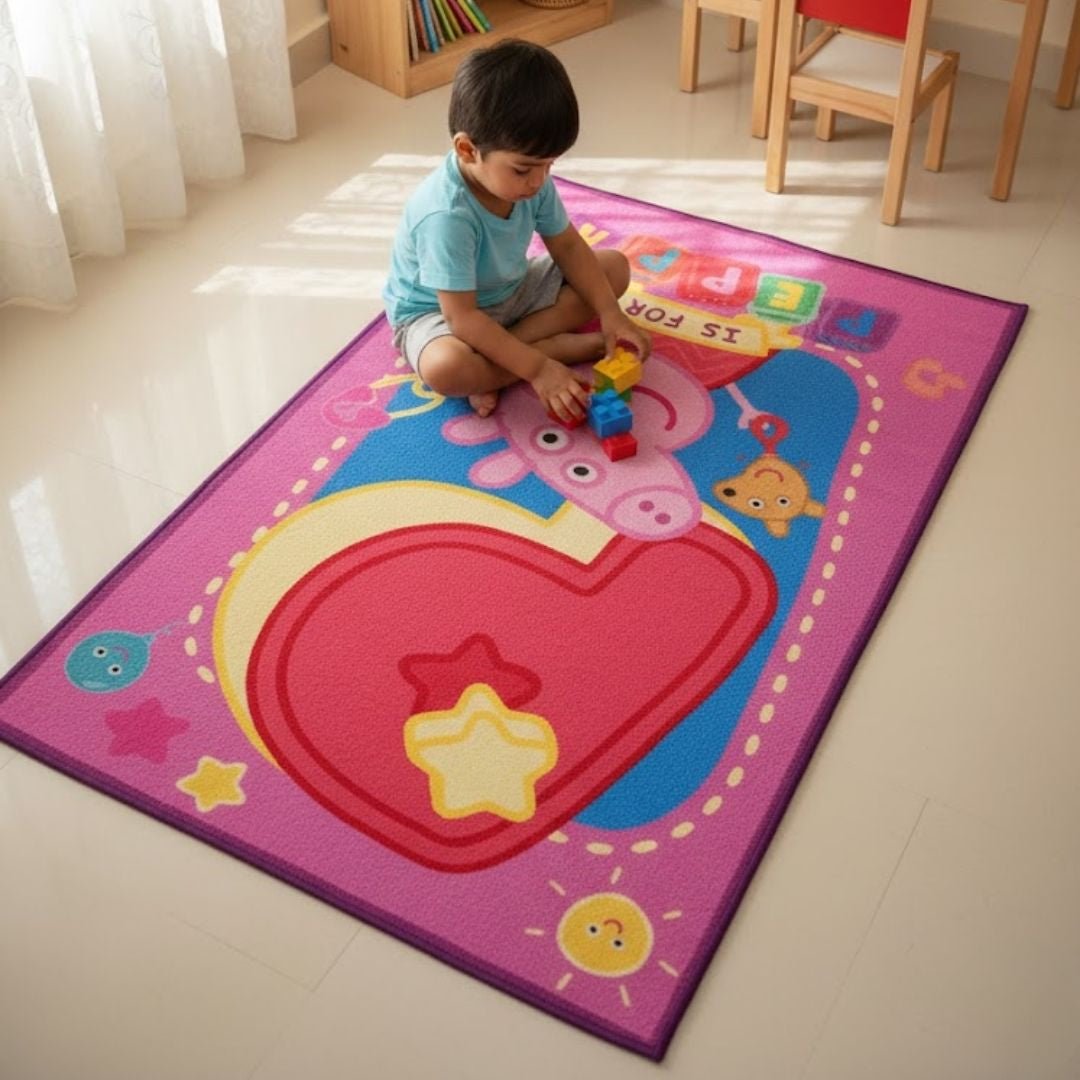Peppa Pig Premium Blue Kids Carpet P is for Peppa by Athom Living - Athom Living