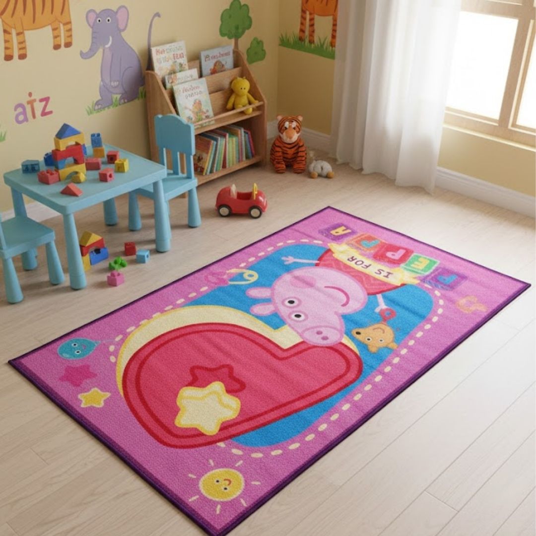 Peppa Pig Premium Blue Kids Carpet P is for Peppa by Athom Living - Athom Living