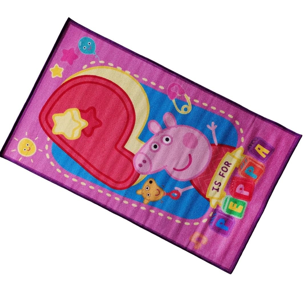 Peppa Pig Premium Blue Kids Carpet P is for Peppa by Athom Living - Athom Living
