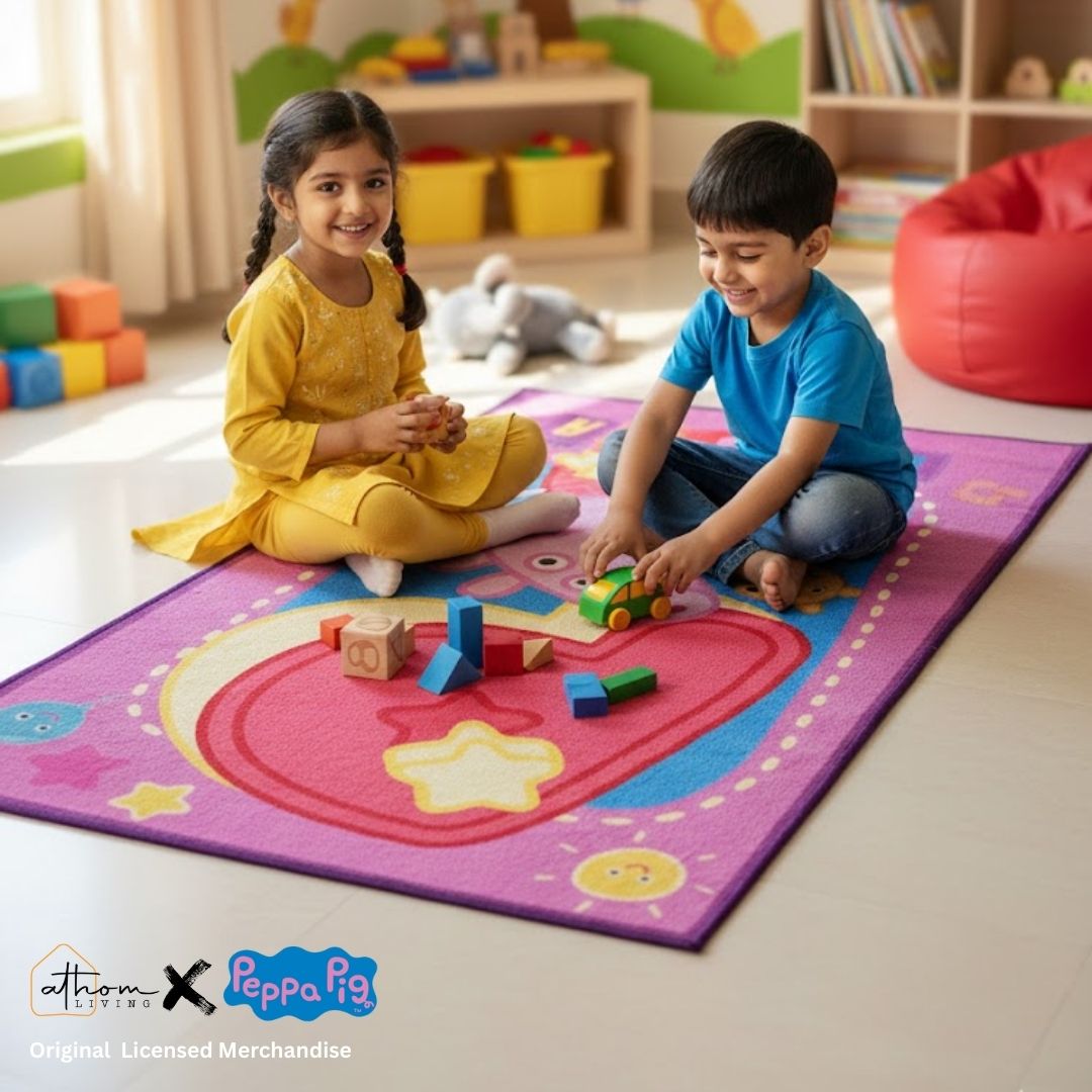 Peppa Pig Premium Blue Kids Carpet P is for Peppa by Athom Living - Athom Living