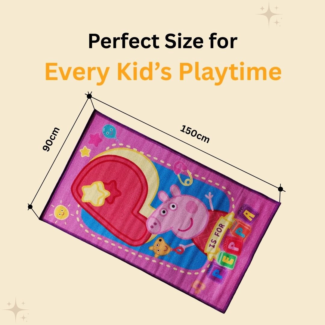 Peppa Pig Premium Blue Kids Carpet P is for Peppa by Athom Living - Athom Living