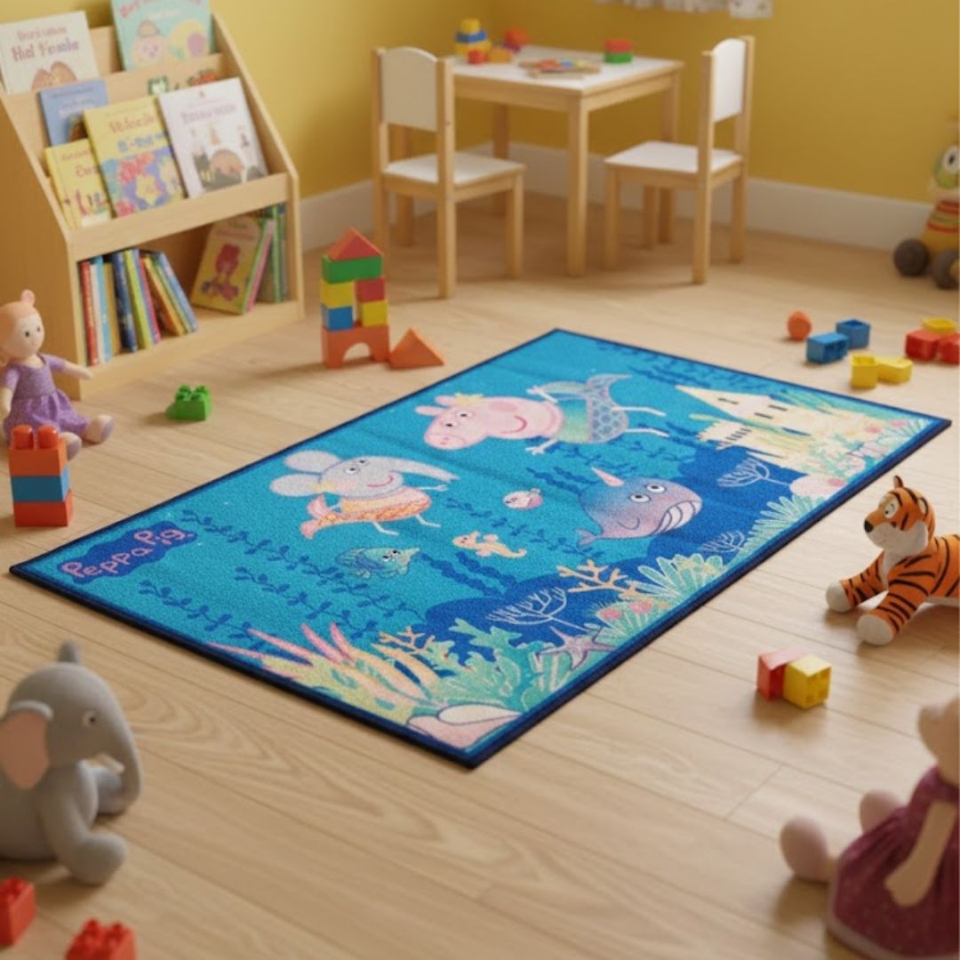 Peppa Pig Premium Blue Kids Carpet - Soft & Anti - Skid by Athom Living - Athom Living