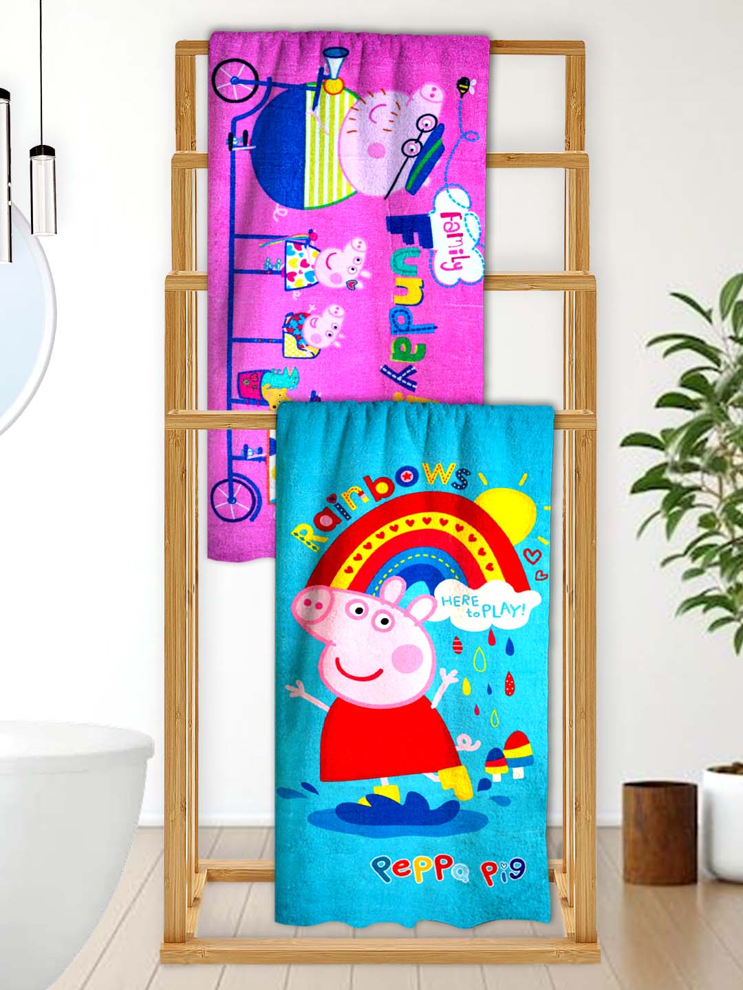 Peppa Pig "Rainbows" Kids Bath Towel Combo - Pack of 2 by Athom Living - Athom Living