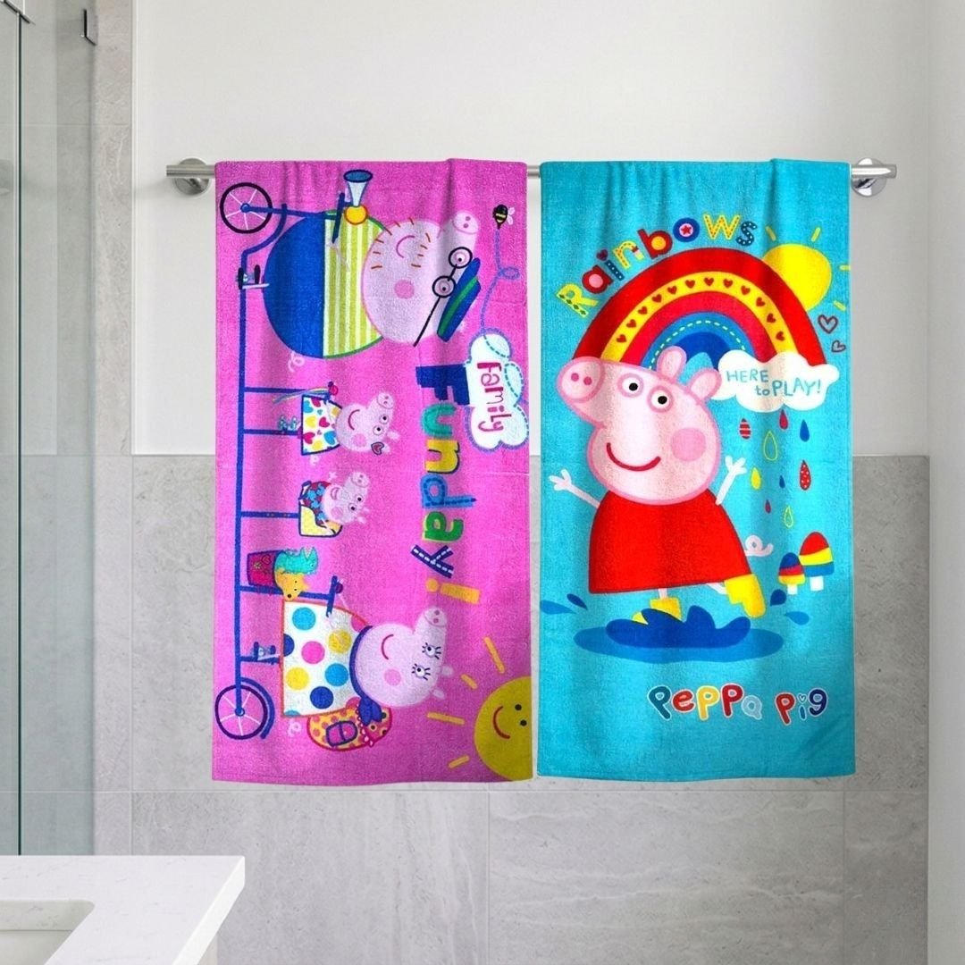 Peppa Pig "Rainbows" Kids Bath Towel Combo - Pack of 2 by Athom Living - Athom Living