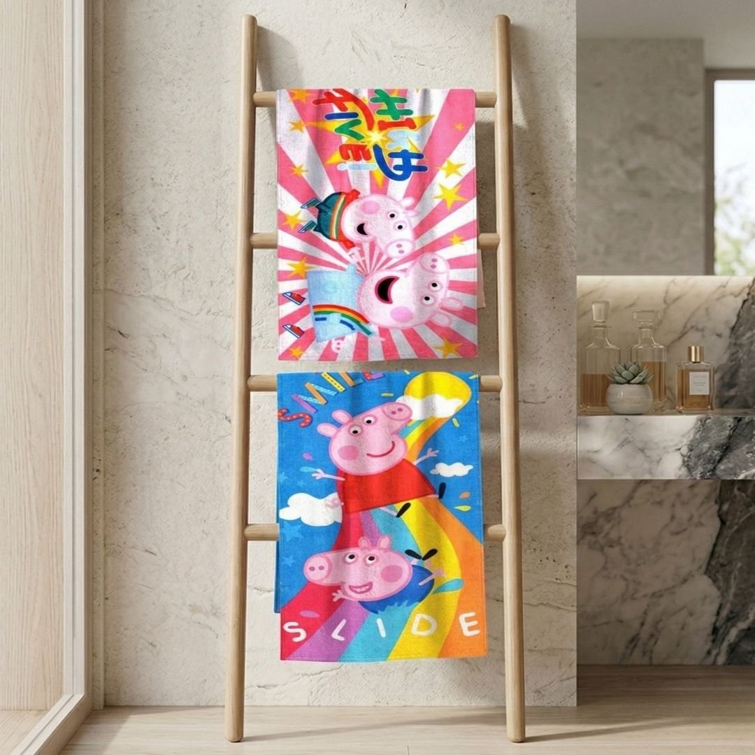 Peppa Pig Themed Kids Bath Towel Pack of 2 – Soft & Fun by Athom Living - Athom Living