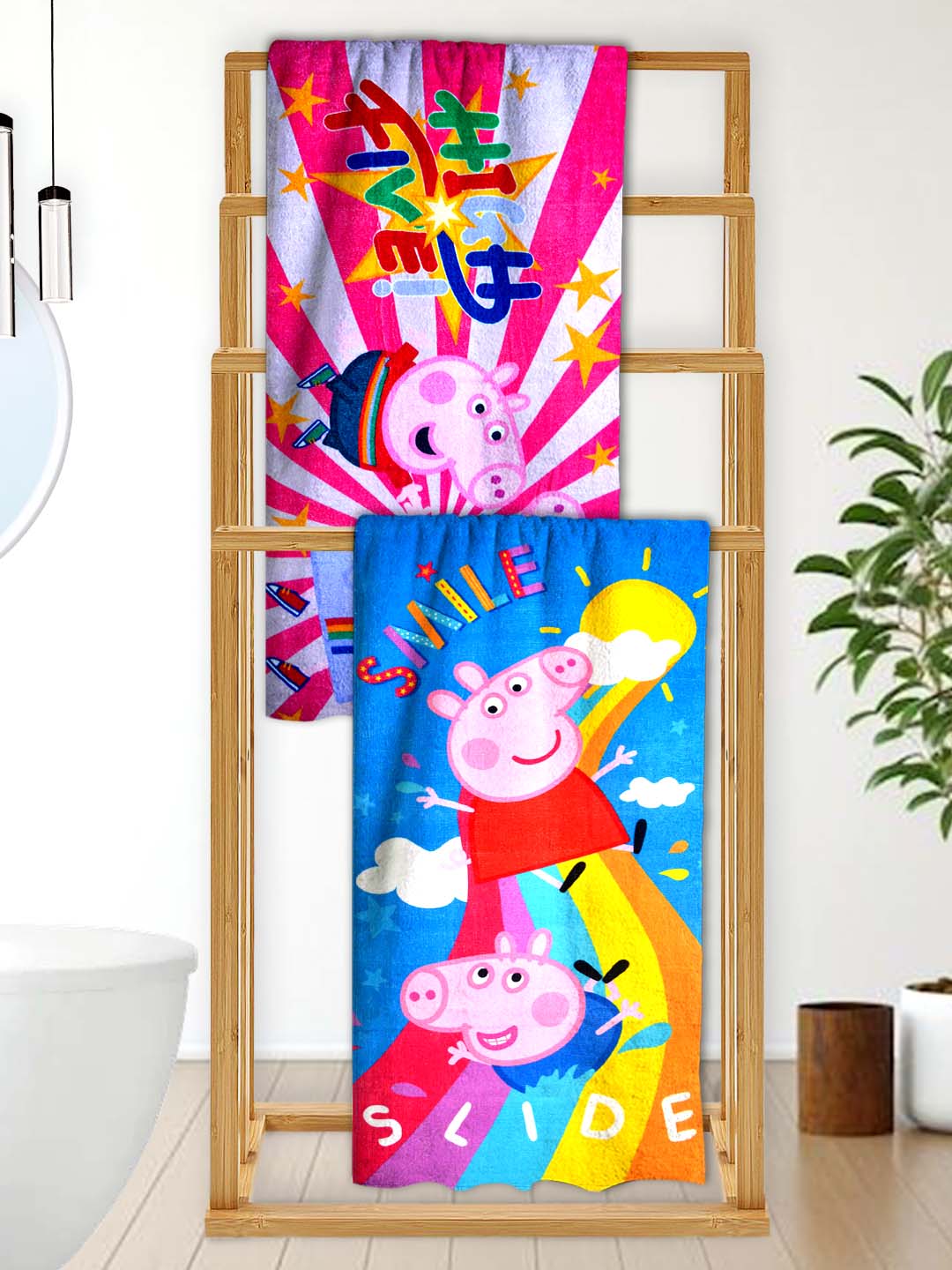 Peppa Pig Themed Kids Bath Towel Pack of 2 – Soft & Fun by Athom Living - Athom Living