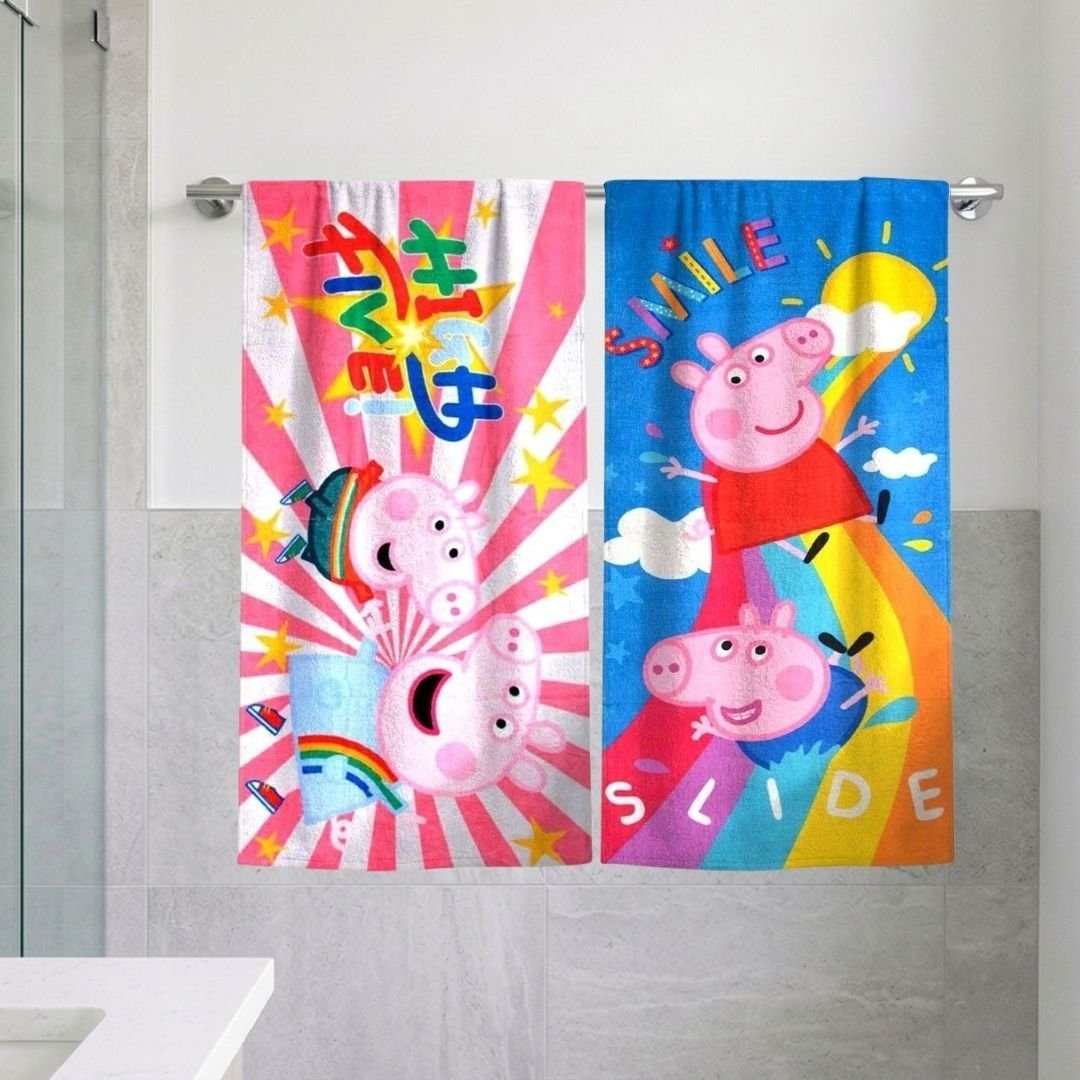 Peppa Pig Themed Kids Bath Towel Pack of 2 – Soft & Fun by Athom Living - Athom Living