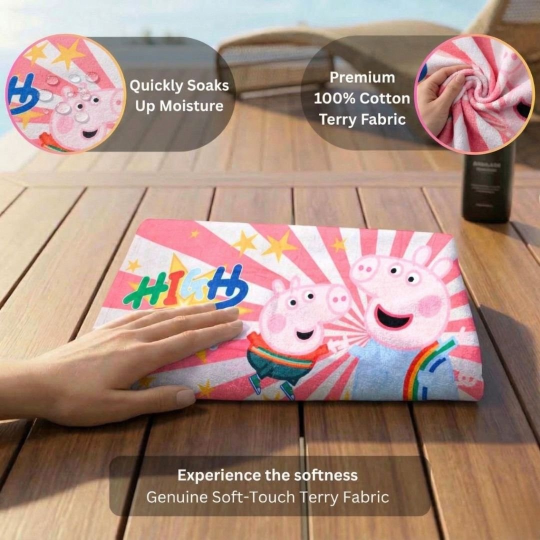 Peppa Pig Themed Kids Bath Towel Pack of 2 – Soft & Fun by Athom Living - Athom Living